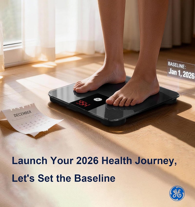 GE Bathroom Scale for Body Weight, Digital Weight Scales 500lb Heavy Duty Measuring Device for People Accurate BMI Weighing Machine with Bluetooth, Black - Image 2